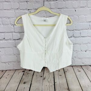 Kirious Los Angeles Size XL White Vest Cotton Crop Renaissance Top LKNW
